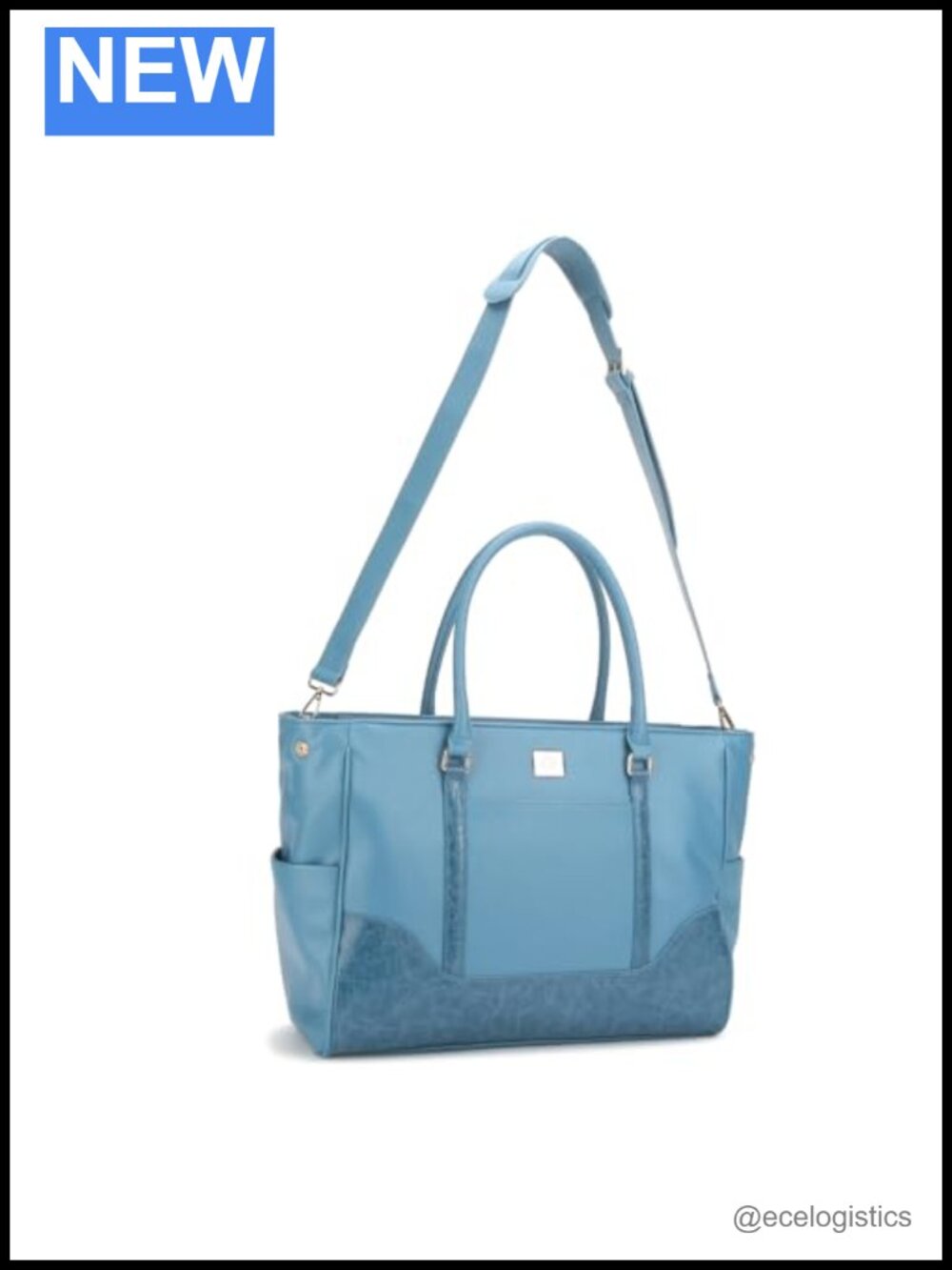 Sustainable Vegan Leather Weekender Tote with Adjustable Strap, Laptop Sleeve